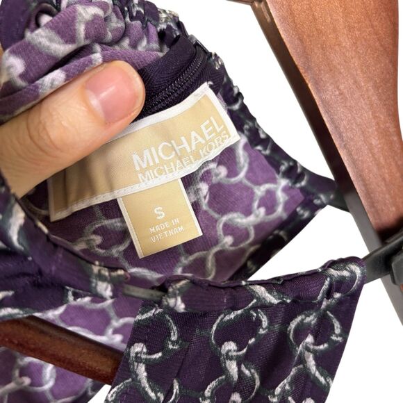 Michael Michael Kors Purple Chain Print Front Neck Slit Tank Top Women's Small - Picture 4 of 6